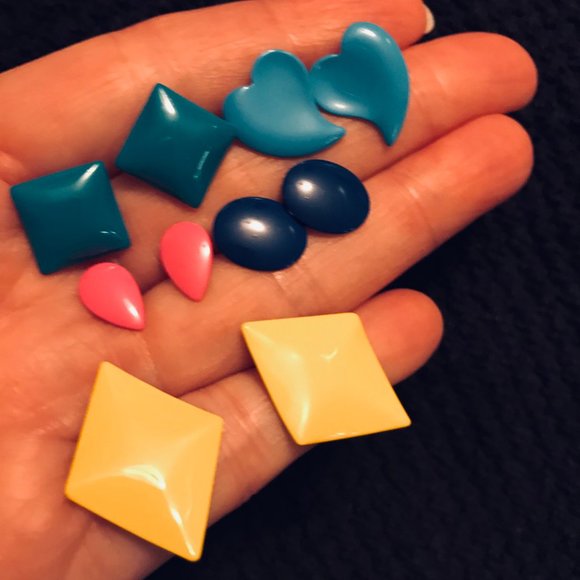 Vintage 80's Earrings Metal Retro Small Lot of 5 - Picture 4 of 8